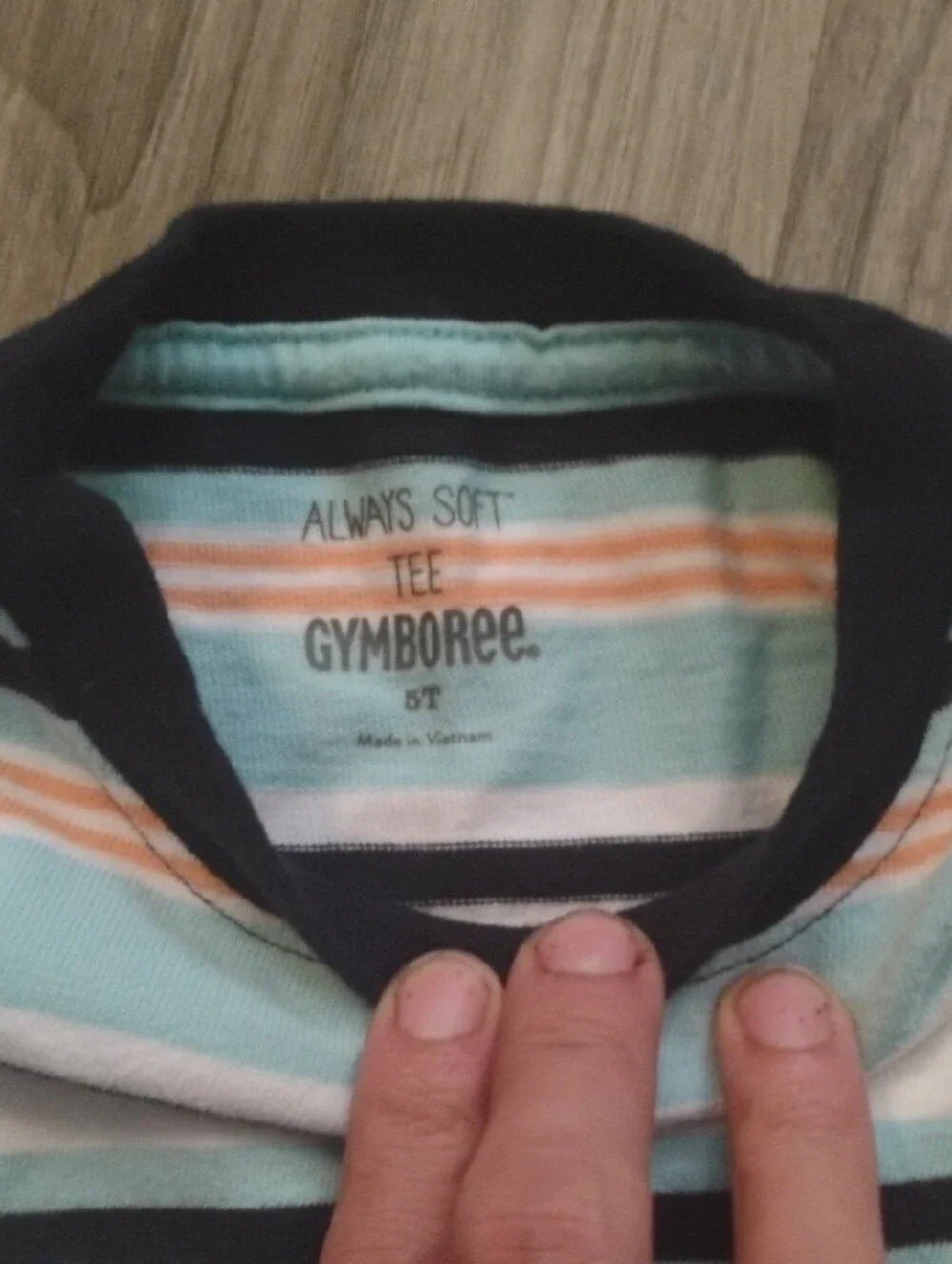 Gymboree Short Sleeve Striped Tee in Mint, Peach & Black